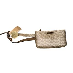 Michael Kors Metallic Gold Logo-Print Belt Bag